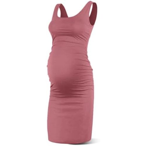 Rnxrbb S-2XL Women Summer Sleeveless Maternity Dress Pregnancy Tank Scoop Neck Mama Clothes Casual Bodycon Clothing