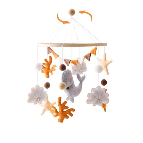 Baby Mobile for Crib - Ocean Animal Baby Mobiles - Baby Nursery Mobiles with Handmade Soft Felt Whale - Woodland Nursery Decor Toys for Ceiling Hanging | Perfect Baby Shower Gift for Baby Boys Girls