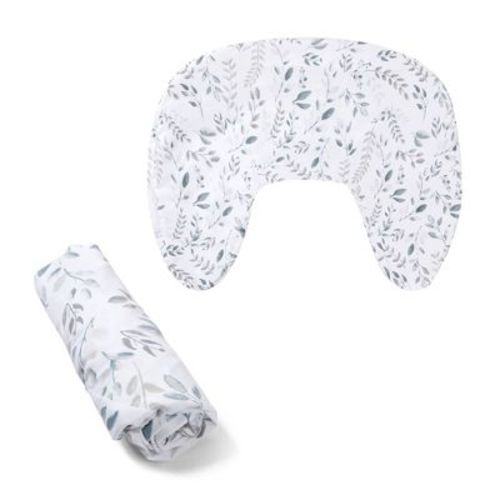 Boppy Nursing Pillow Cover - Gray Beige Leaves: Botanical Leaf Pattern, Slipcover, 24.5 x 16.5 Inches