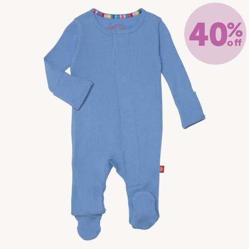 blue skies ribbed cotton magnetic parent favorite footie – Magnetic Me