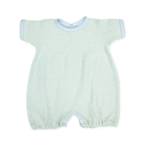 Paty Knit Solid Color Bubble Romper- Mint W/ Blue Trim – Littles on 5th