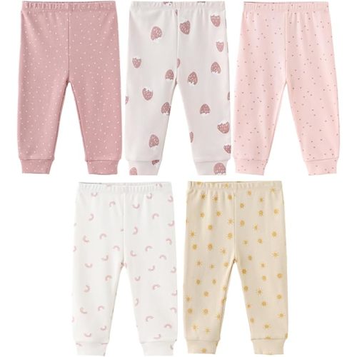 Unisex Baby Boy Girl Pants Sets Cotton Soft Infants Bottoms Casual 5 Pack 0-12 Month Babies' Leggings