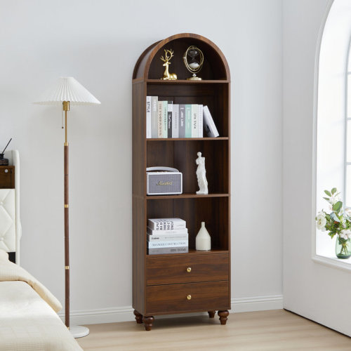 Alcott Hill® Arched Standard Storage Bookcase & Reviews | Wayfair