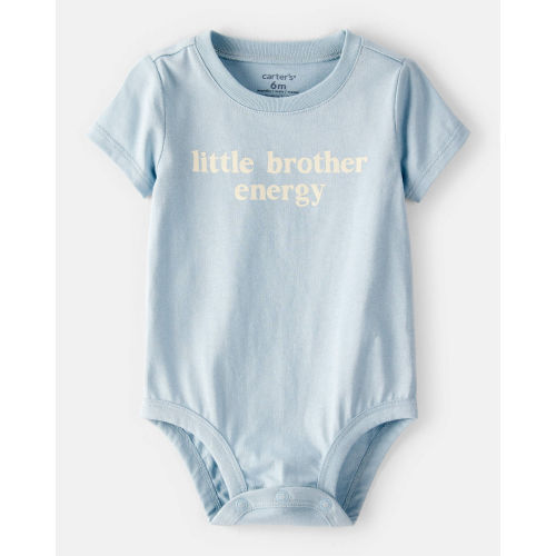 Baby Boy 'Little Brother Energy' Short-Sleeve Graphic Bodysuit - Blue - Carter's | Carter's