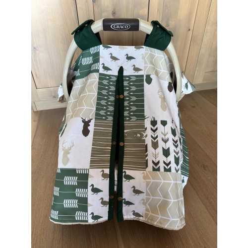 Cute Baby Car Seat Canopy Cover - Mallard Ducks Woodland Animal - All Cotton or Minky - Baby Boy - Shower Gift