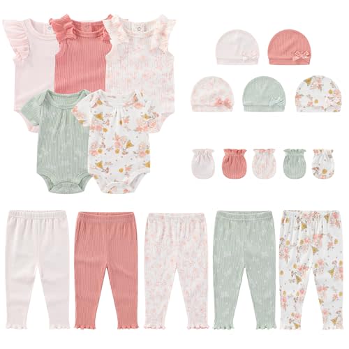 MAMIMAKA Newborn Layette Gift Set 20-Piece Cotton Baby Boy Girl Clothes Essentials and Accessories