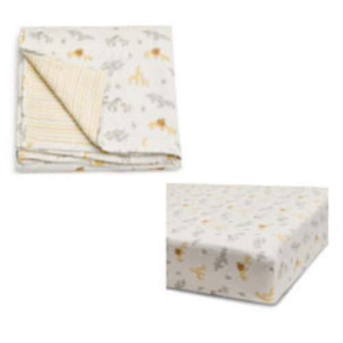 Tiny Kind Organic Cotton Muslin Sheet and Blanket Set - Safari Adventure