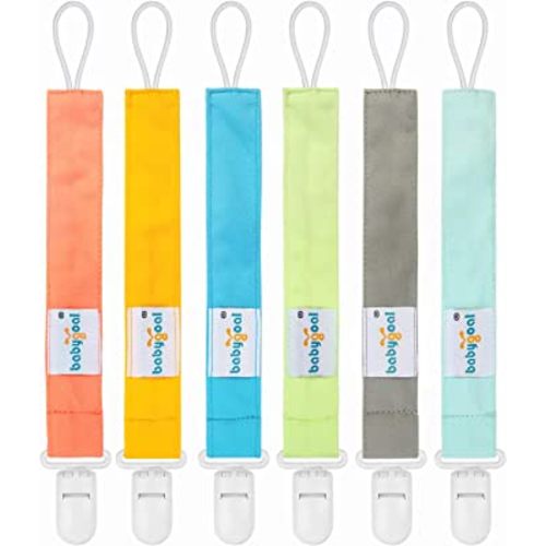 Babygoal Neutral Pacifier Clips, 6 Pack Paci Holder Clips for Boys and Girls Fits for Most Baby Pacifier, Binky Styles,Teethers and Toys 6PS10