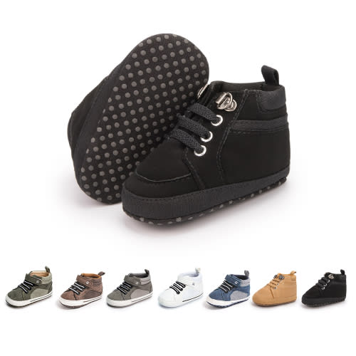 HsdsBebe Unisex Kids Booties, Soft Soled Casual & Dress Shoes, Non-Slip, Brown, 3-18 Months
