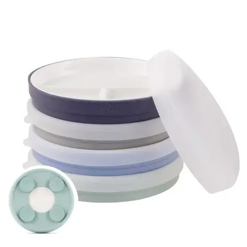7.8"/20cm Porcelain Divided Plates Suction Sleeve + Lids