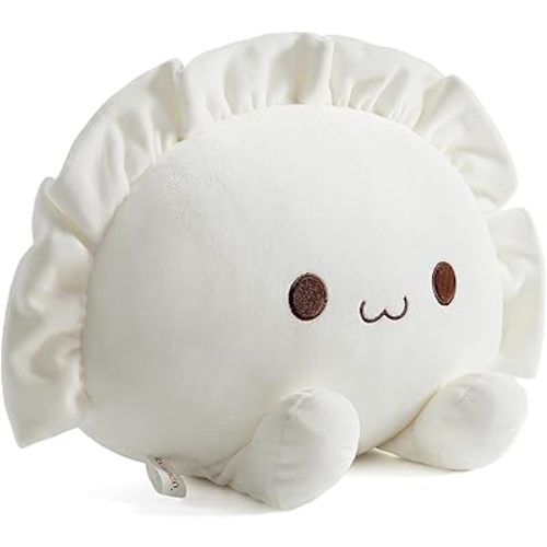 Ditucu Cute Dumpling Plush Pillow Funny Food Soup Stuffed Animal Plushies Toys Soft Hugging Gifts for Kids White 14 inch