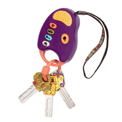 B. toys Toy Car Keys Key Fob with Lights & Sounds Interactive Baby Toy Pretend Keys for Babies, Toddlers 10 Months + FunKeys Purple