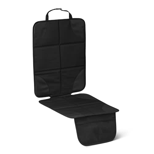 Amazon Basics Car Seat Protector, Reinforced PVC Corners, Mesh Storage Pockets, Non-Slip, Adjustable Straps, Black, 1-Pack