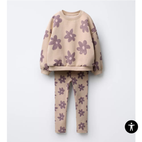 PRINTED JOGGING SWEATSHIRT AND LEGGINGS SET - Beige | ZARA United States