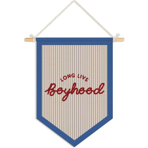 Wheatwin Long Live Boyhood Pennant Flag Banner, Boys Room Decor, Vintage Playroom Wall Decor for Kids Boys Toddler Nursery Bedroom Playroom 15x11 Inch