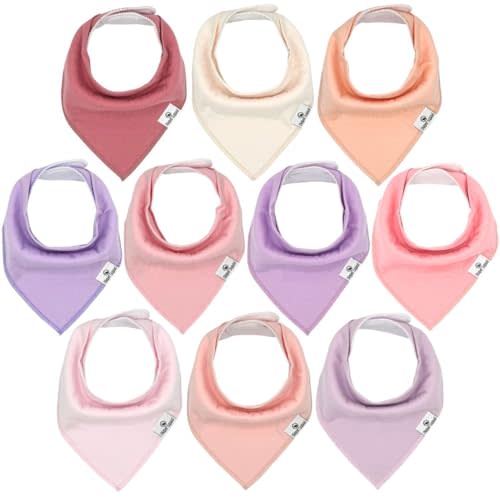 DiaperSquad's 10-Pack Baby Bibs for Drooling and Teething, Bibs for Boys, Baby Girl - Solid Cotton Baby Drool Bibs