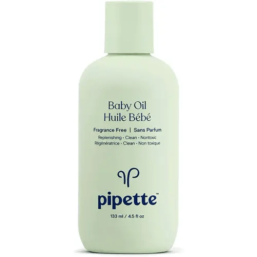 Pipette Baby Oil - Nurture, Moisturize Baby Skin, Vitamin E, Sensitive, Dry Skin, Fragrance Free with Renewable Plant-Derived Squalane, 4.5 fl oz