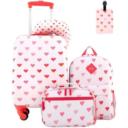 Travelers Club 5 Piece Kids' Luggage Set, Hearts