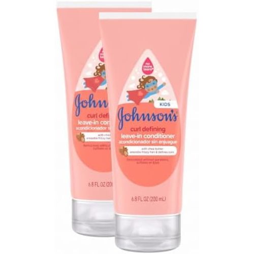 Johnson's Baby Curl Defining Tear-Free Kids' Leave-in Conditioner with Shea Butter, Paraben-, Sulfate- & Dye-Free Formula, Hypoallergenic & Gentle for Toddlers' Hair, 6.8 fl. Oz (Pack of 2)