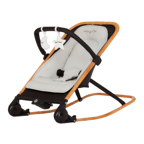 Dream On Me Rock with me 2-in-1 Rocker and Stationary Seat, Black/Grey