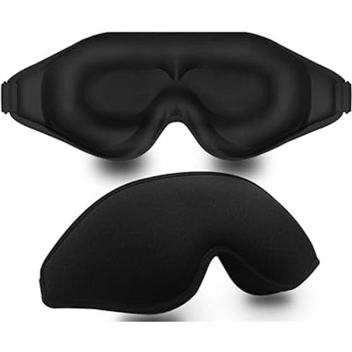 Sleep Mask, 3D Deep Contoured Eye Covers for Sleeping, 99% Block Out Light Eye Mask, Zero Pressure Cup Blindfold for Men Women, with Adjustable Strap for Sleeping, Yoga, Traveling (Black)