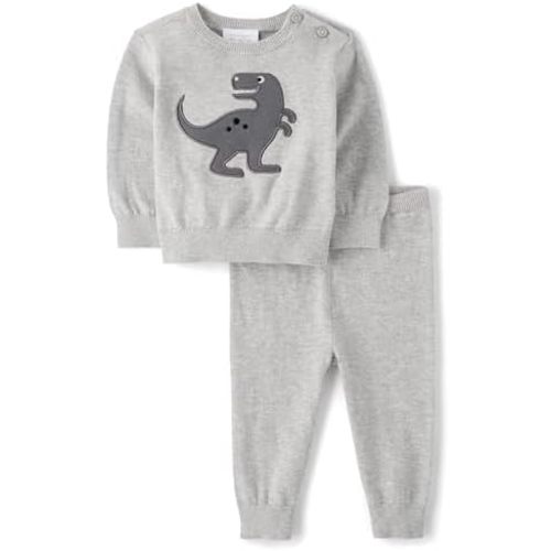 The Children's Place Baby Boys' And Newborn Long Sleeve Sweater and Pants, 2 Piece Playwear Set