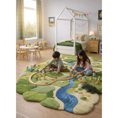 Handmade Wool Kids Rug – 3D Nature Adventure Play Mat