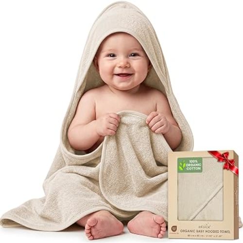 100% Organic Cotton Woven Hooded Baby Towels Absorbent 31x31 in