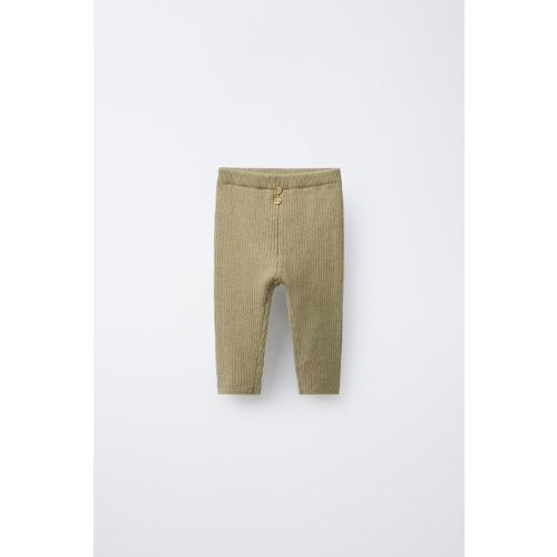 RIBBED LEGGINGS WITH BUTTONS - Greenish | ZARA United States
