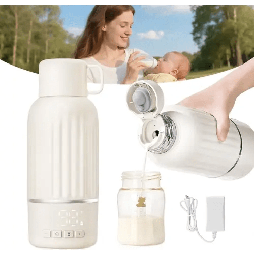 Snow Bear Portable Bottle Warmer for Travel, Fast Heating in 2.5 Mins for Breast Milk, 10200mAh Battery with LED Display, 17oz Large Capacity, Baby Bottle Warmer with Precise Temperature Control