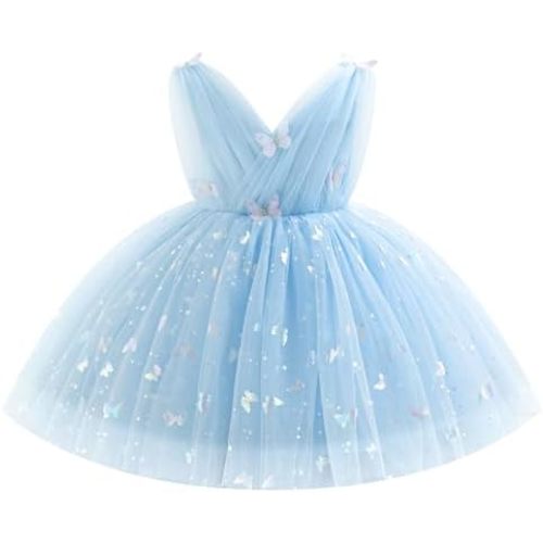 Baby Girl Dress Sparkly Tulle Butterfly Dress Birthday Princess Pageant Dresses Tutu Party Dresses for Girls 12M-5Y