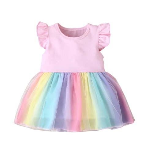 Utlike Girls Outfit Sets Multicolor Dress Clothes Sleeveless Toddler Rainbow Baby Ruffle Girls Playtime Sets Size 6 Months-12 Months
