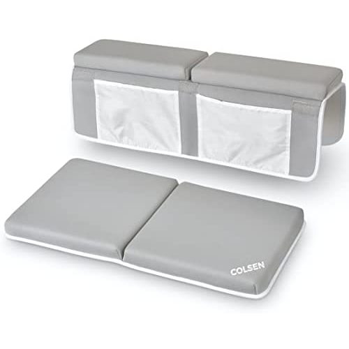 COLSEN Bath Kneeler with Elbow Rest Pad Set, 1.5 inch Thick Kneeling Pad and Elbow Support for Knee & Arm Support Large Bathtub Kneeling Mat with Bathtub Toy Organizer for Happy Baby Tub Time