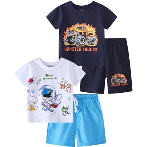 Boy Summer Clothes Toddler Outfits Kids Cotton Short Sets 2-7 Years