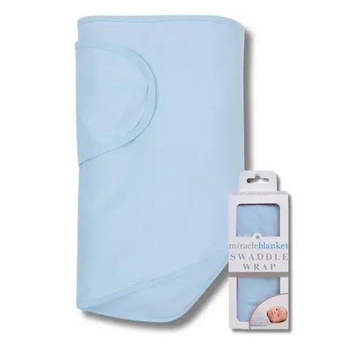Miracle Blanket Swaddle Wrap – Help Your Newborn Sleep Longer – Soft & Secure Sleep Sack for Infants – Easy-to-Use Swaddling Blanket for a Calm Baby (Blue)