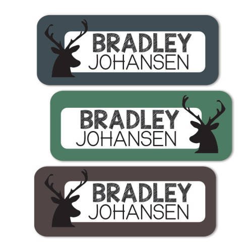 Daycare Labels for Boys, Deer Antler Stickers, Waterproof, Dishwasher Safe