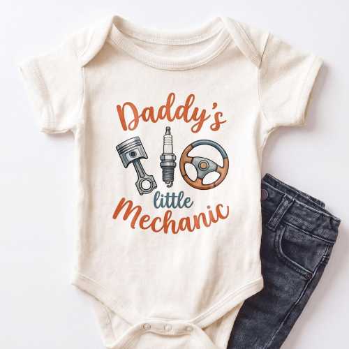 Daddy's Little Mechanic Baby ONESIE® - Cute Car Guy Bodysuit