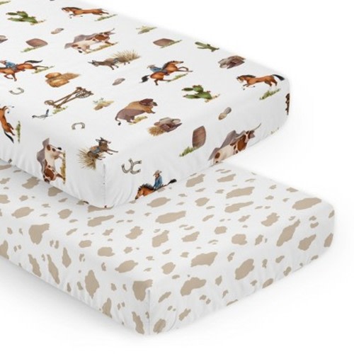 Sweet Jojo Designs Boy Fitted Crib Sheets Set Country Western Taupe Brown and Cream 2pc