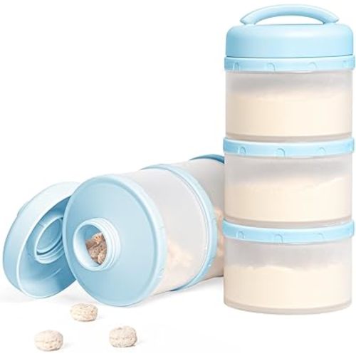 Termichy Stackable Formula Dispenser Portable Milk Powder Container, 2 Pack, Light Blue