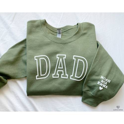 Personalized Dad Sweatshirt with Kid Names on Sleeve, Fathers Day Gift, Birthday Gift for Dad, New Dad Gift, Minimalist Cool Dad Sweater