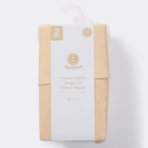 Dymples Fitted Melange Cot Sheet 2 Pack - Natural