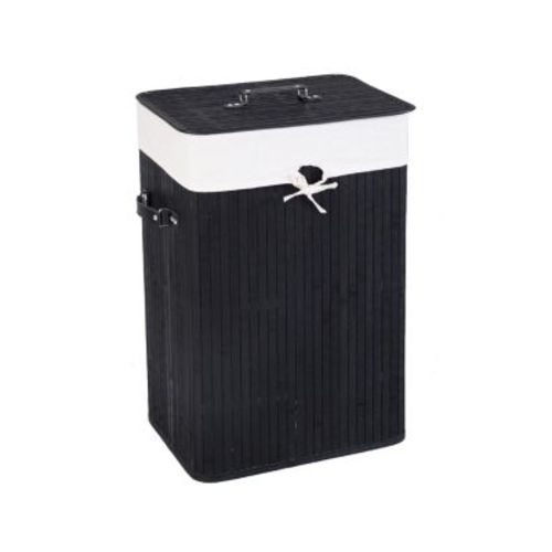 19 Gal Rectangle Laundry Basket Bamboo Clothes Hamper with Handles and Lid