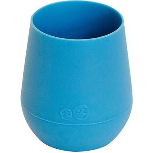 ezpz Tiny Cup (Blue) - 100% Silicone Training Cup for Infants - 4 months + - Designed by a Pediatric Feeding Specialist - Baby-led Weaning Essentials & Baby Gifts