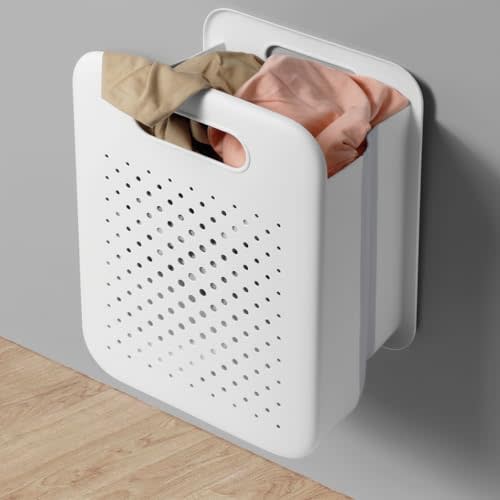 Large Collapsible Laundry Basket, Space-Saving Wall-Mounted Hamper Organizer for Home, Dorms, RVs, Measures 13" x 9.5" x 17.5" In
