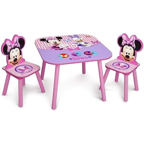 Delta Children - Disney Minnie Mouse Kids Table and Chair Set 3- Piece Set (2 Chairs Included) - Ideal for Arts & Crafts, Snack Time, Homework & More, Pink