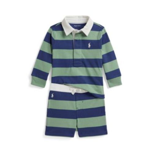 Baby Boys' Striped Rugby Shirt and Shorts, 2-Piece Set
