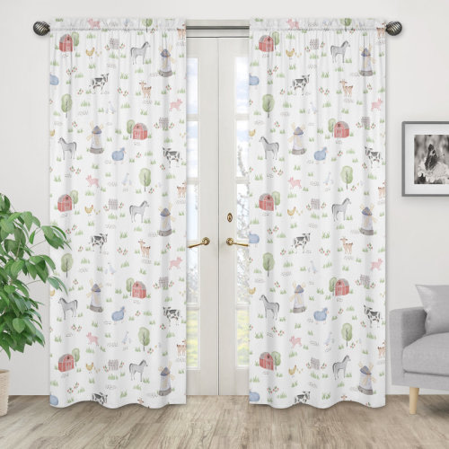 Sweet Jojo Designs Farm Animals Floral Semi-Sheer Rod Pocket Curtain Panels & Reviews | Wayfair