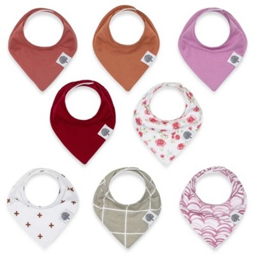 Parker Baby Co. 8 Pack Bandana Drool Bibs - Rose Set