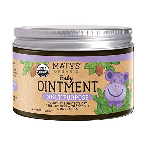 Maty's Organic Multipurpose Baby Ointment - Petroleum-Free Diaper Cream with Coconut & Jojoba Oils - 10 oz