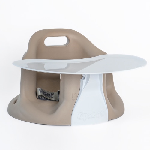 Ergonomic Baby Floor And Booster Seat With Tray - Taupe